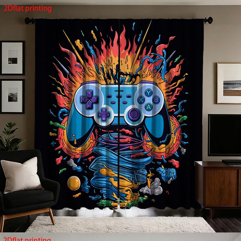Retro Gaming Youtube - Retro Gaming Controller Curtains Pop Culture