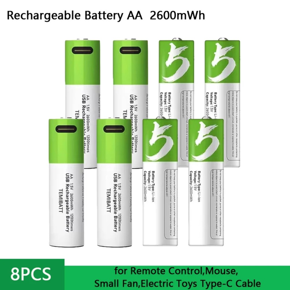 8pcs 1.5V AA 2600mWh  Battery  - огляд і ціна Rechargeable Battery Aa