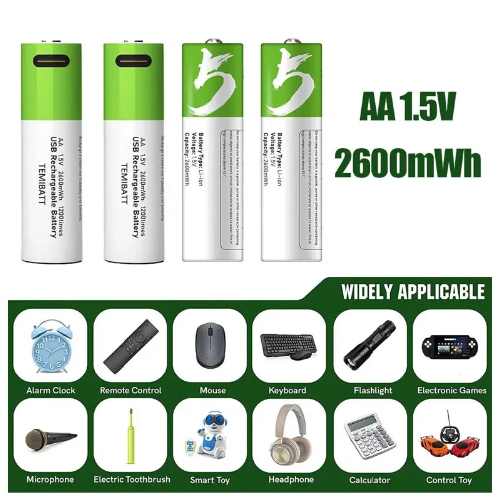 8pcs 1.5V AA 2600mWh  Battery  - огляд і ціна Rechargeable Battery Aa