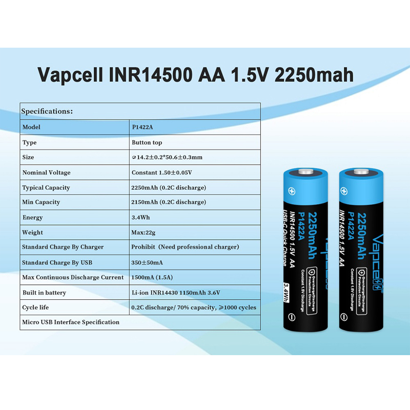 USB-C Charging Cell Vapcell  P - огляд і ціна Rechargeable Battery Aa