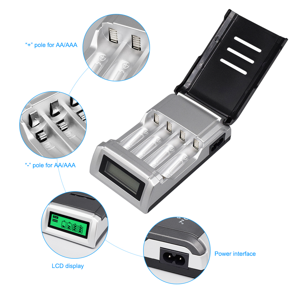 PALO 4 Slots Smart LCD Display - огляд і ціна Rechargeable Battery Aa