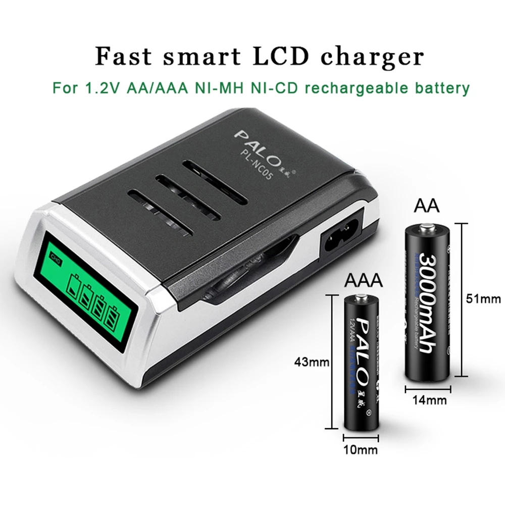 PALO 4 Slots Smart LCD Display - огляд і ціна Rechargeable Battery Aa