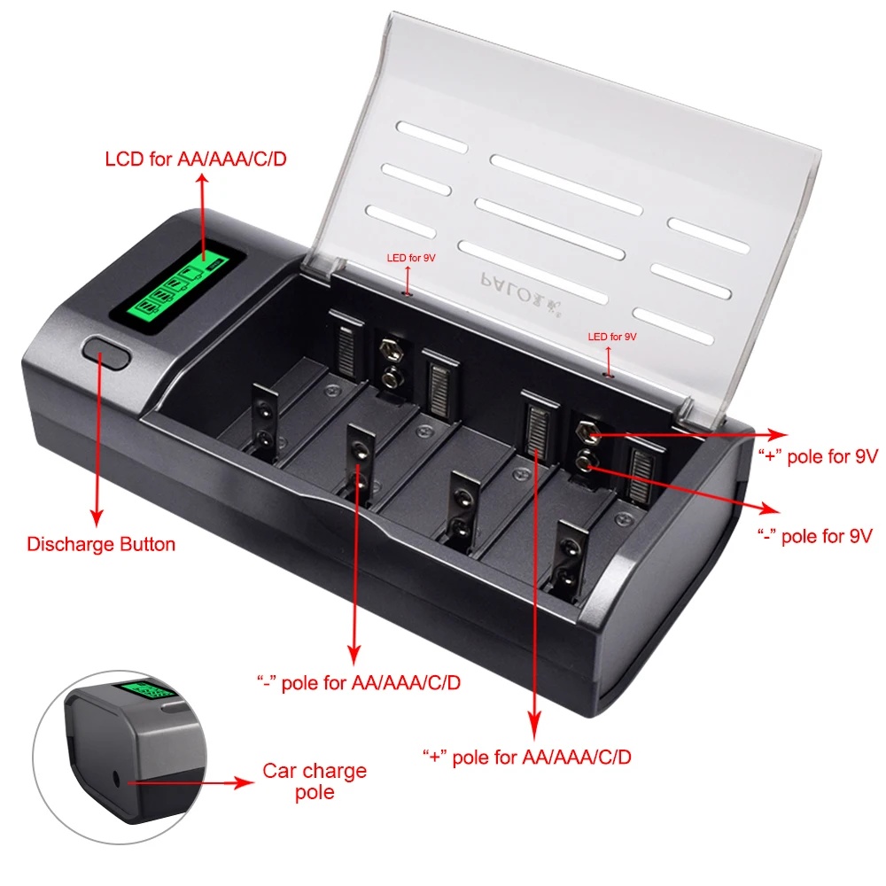 PALO 4 Slot LCD Display Smart  - огляд і ціна Rechargeable Battery Aa
